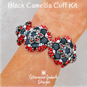 Black Camellia Cuff Beadweaving Bracelet Kit