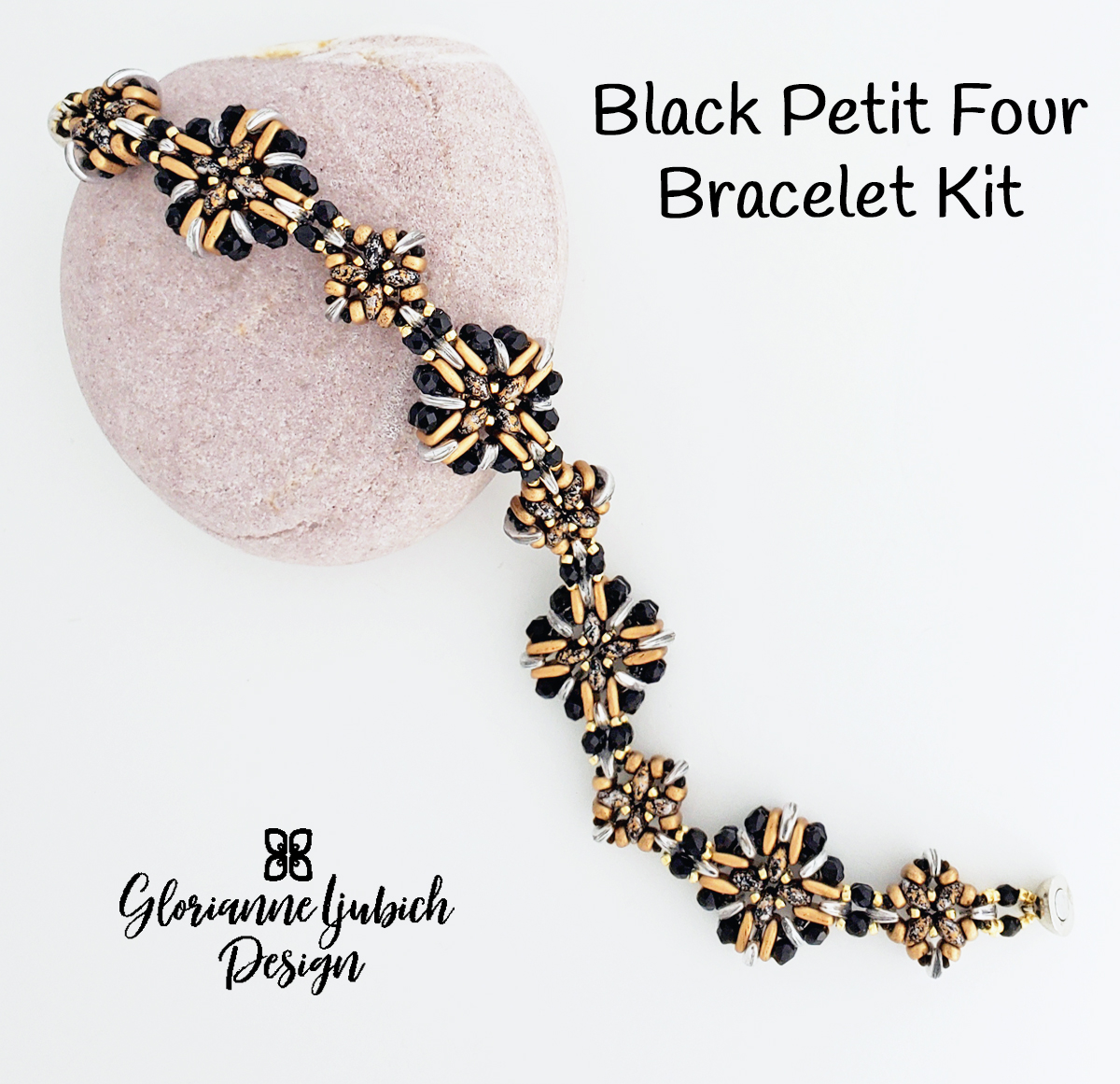 Black Petit Four Beaded Bracelet KIt