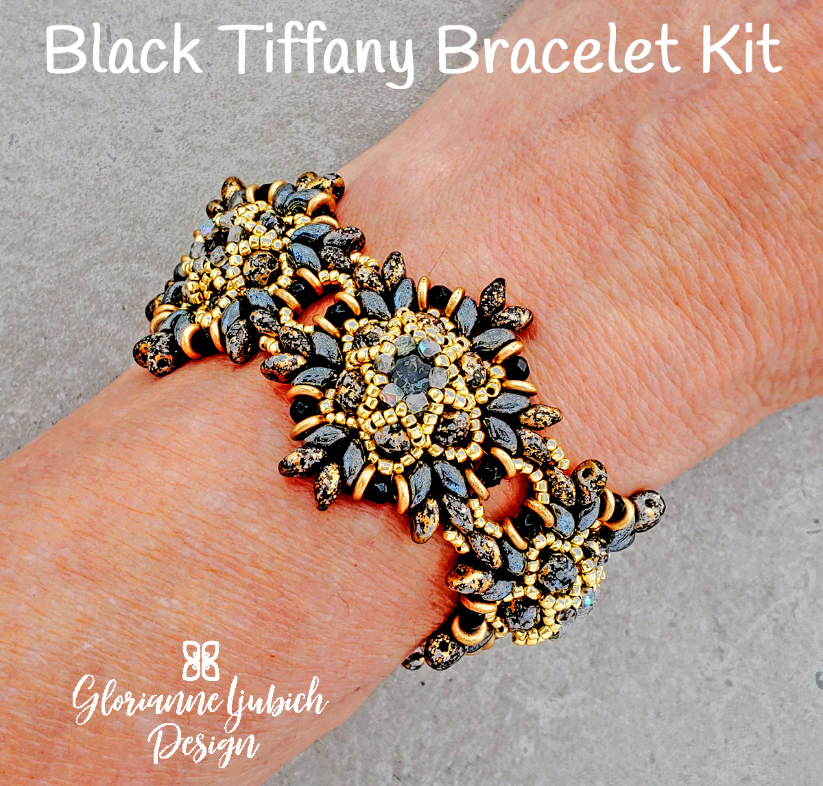 Black Beadweaving Bracelet Kit