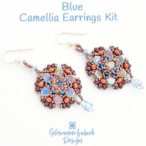 Blue Camellia Earrings Beading Kit