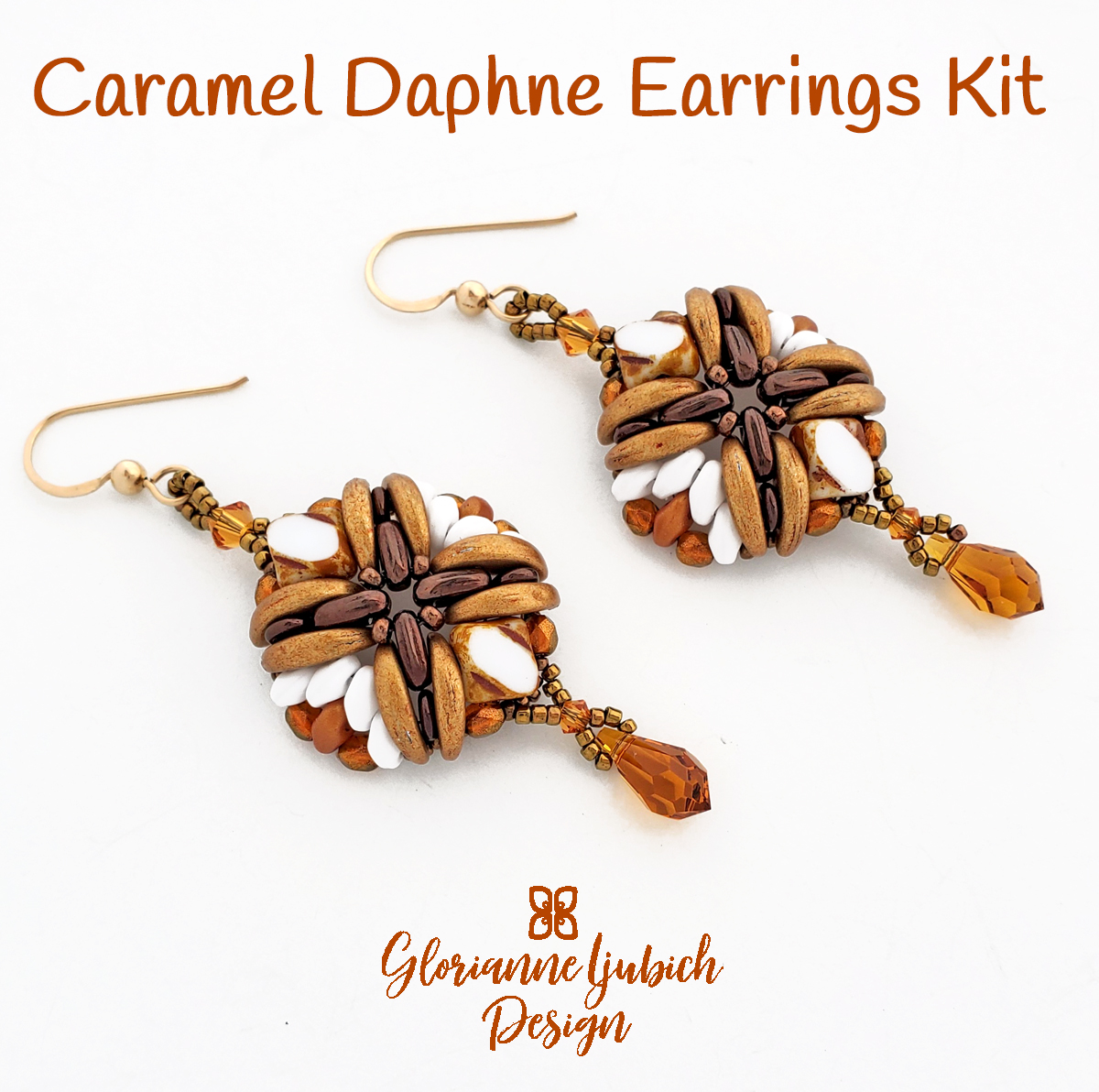 Caramel Daphne Earrings Beadweaving Kit