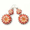 Coral Crescent Urchin Earrings