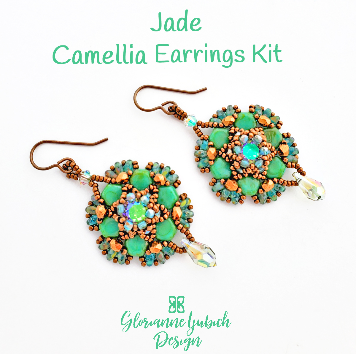Jade Camellia Earrings Beading Kit