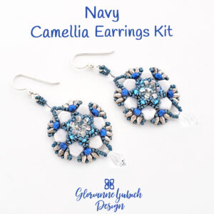 Navy Camellia Beaded Earrings Kit