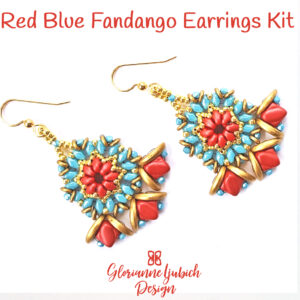 Red Blue Fandango Earrings Beadweaving Kit
