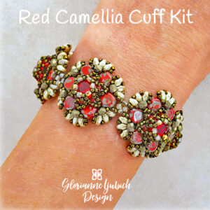 Red Camellia Beaded Cuff Kit