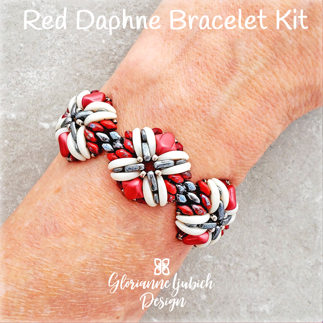 Red Daphne Bracelet Bead Weaving Kit