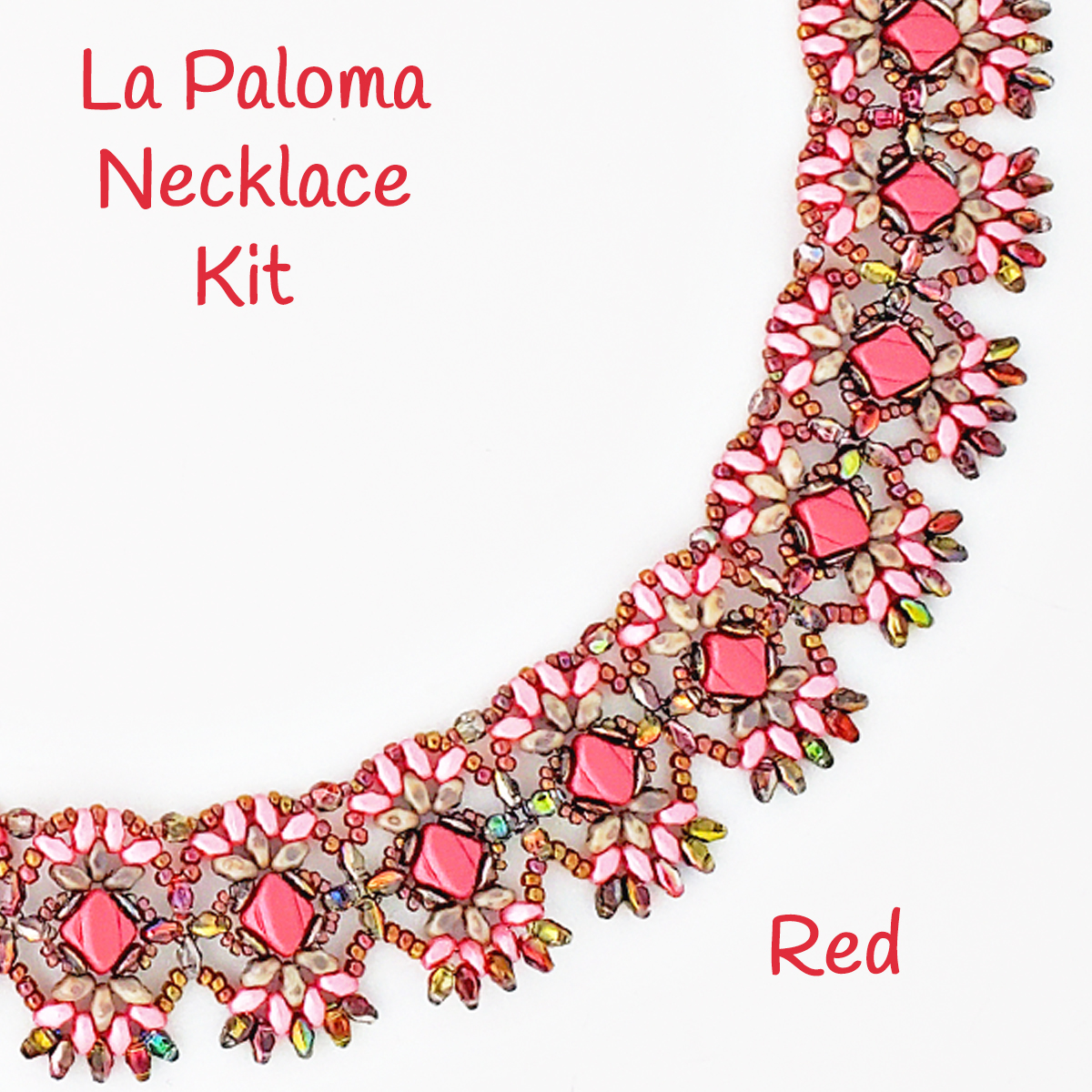 Red La Paloma two hole bead Necklace Kit
