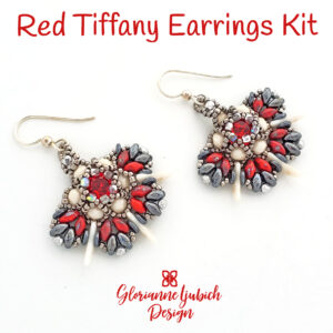 Red Tiffany Crescent Bead Earrings Kit