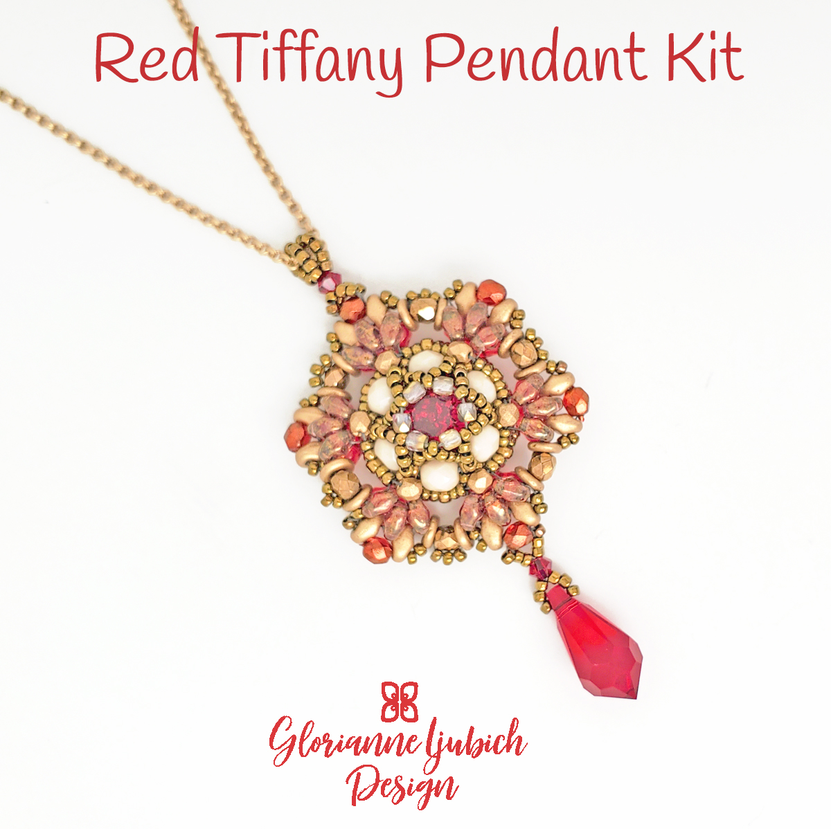 Red Tiffany Pendant Bead Weaving Kit