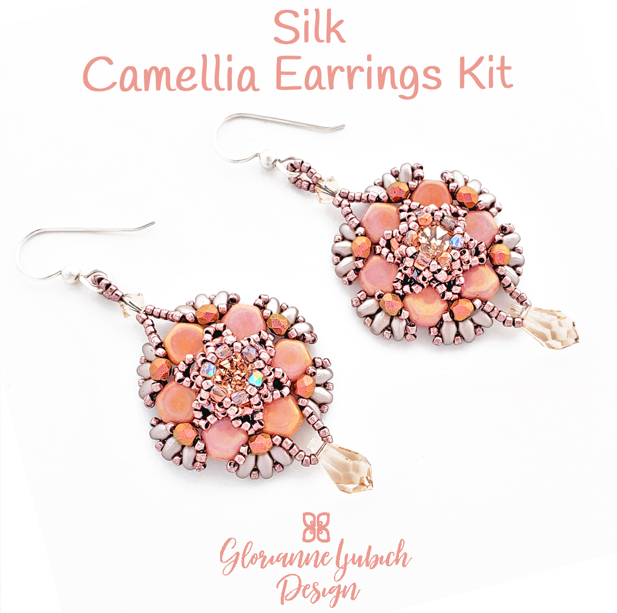 Pink Camellia Earrings Beading Kit