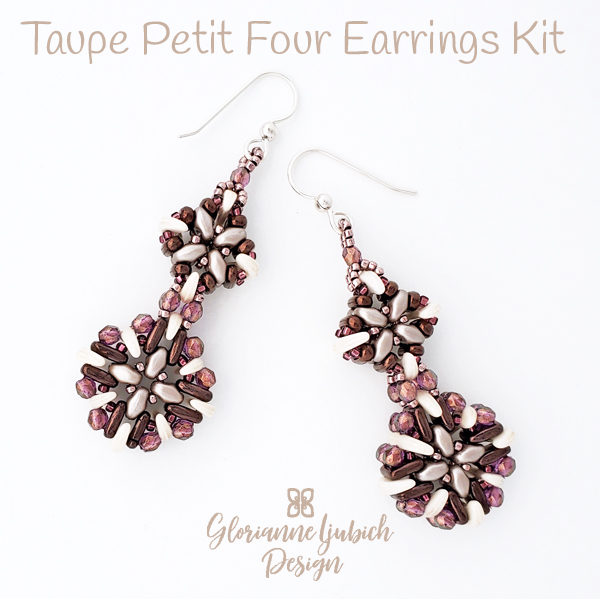 Taupe Beadweaving Earrings Kit