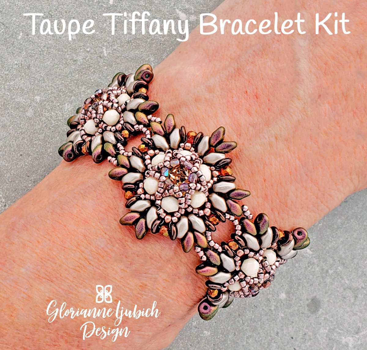Taupe Tiffany Bead Weaving Bracelet Kit