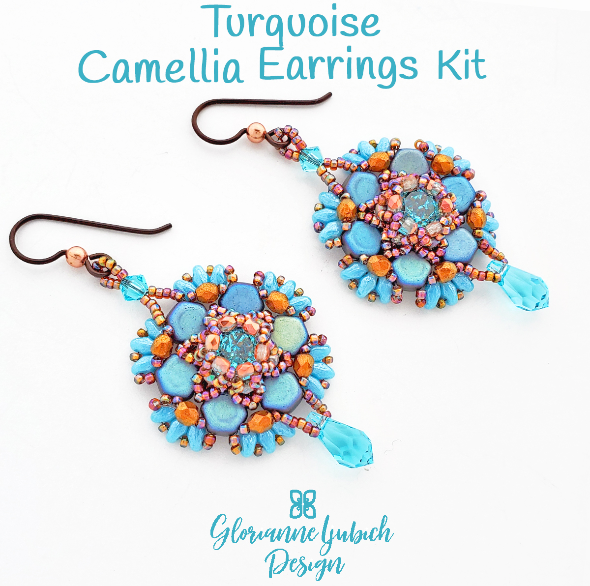 Turquoise Camellia Earrings Beading Kit
