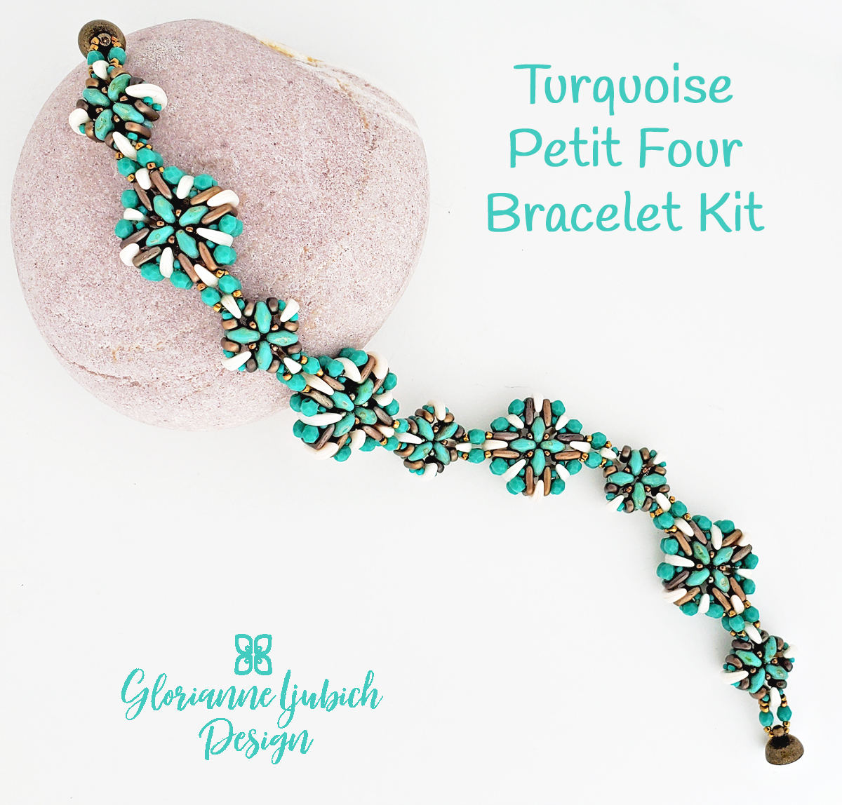 Turquoise Petit Four Bracelet Beadwork Kit