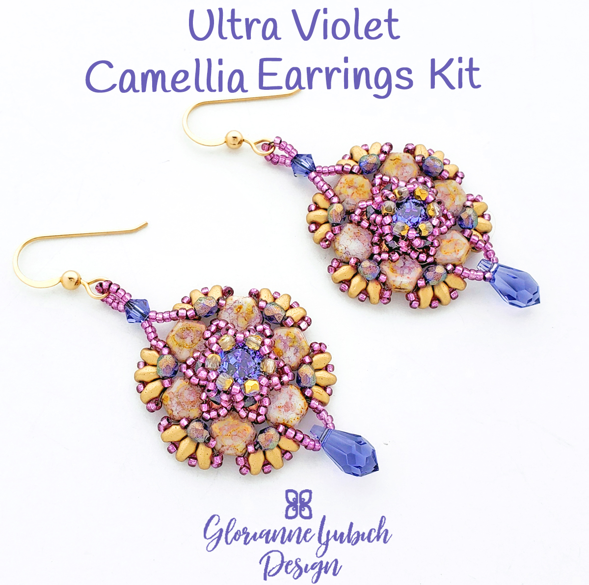 Violet Camellia Earrings Beading Kit
