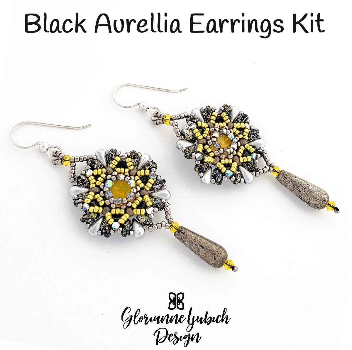 Black Aurellia Earrings Beading Kit