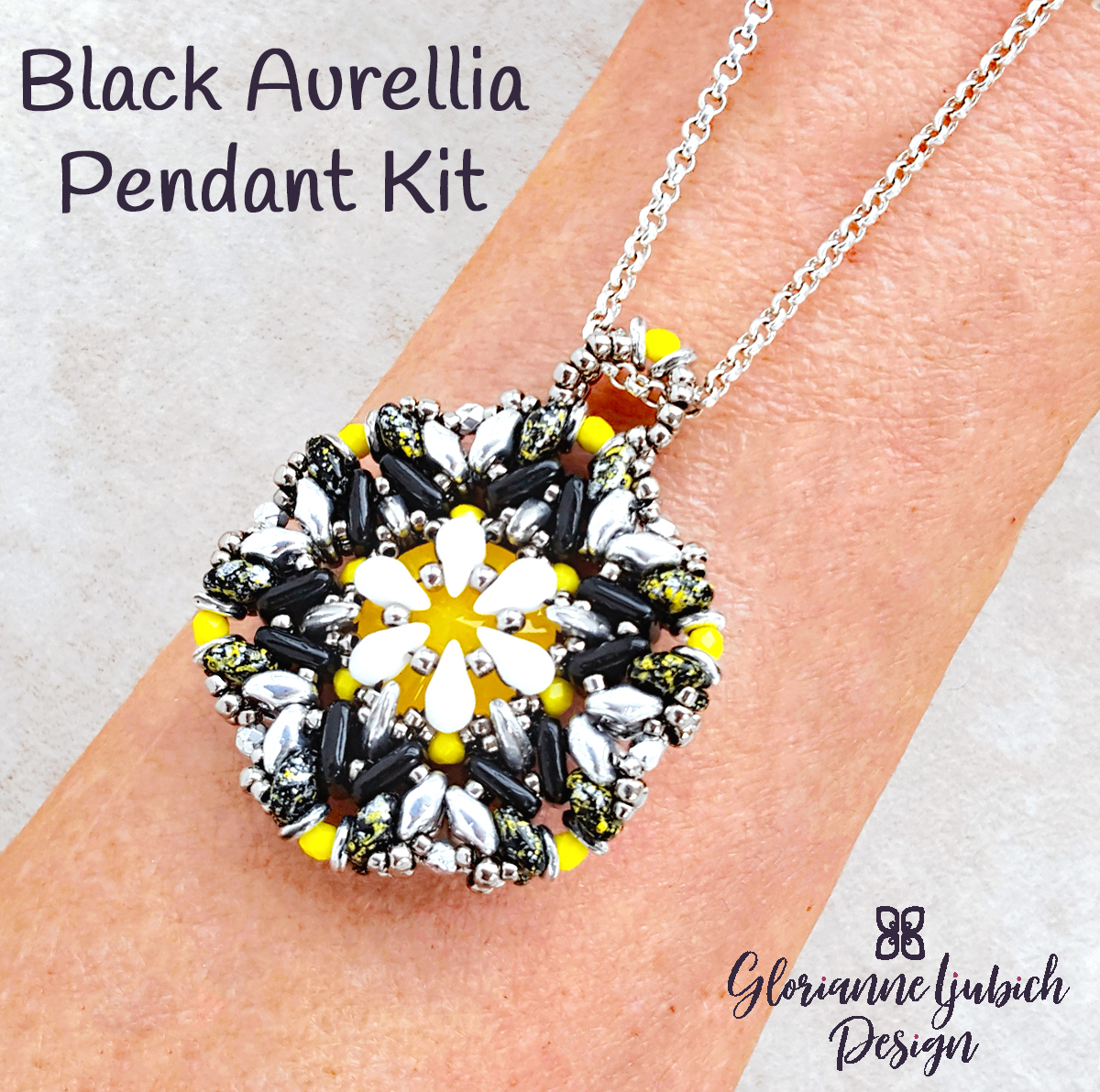 Black Aurellia Crescent Bead Pendant Kit
