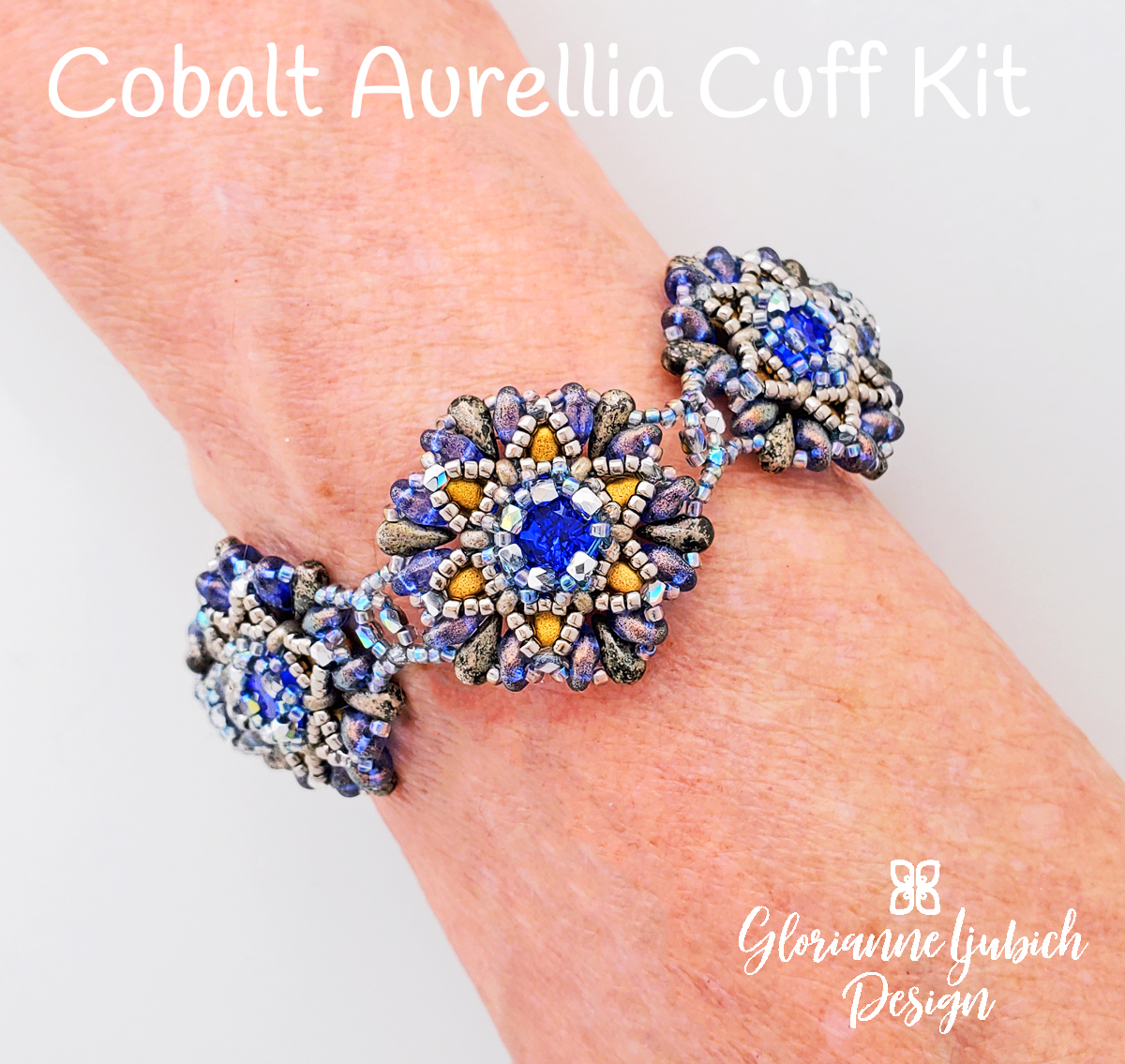 Cobalt Drop Duo Bracelet Bead Kit