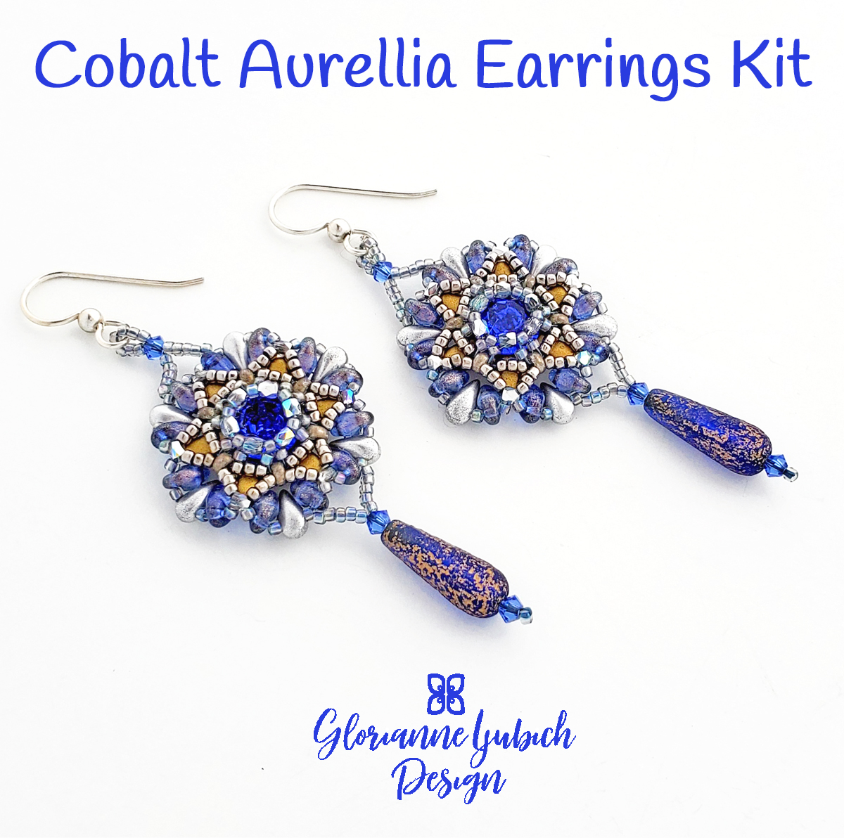 Cobalt Aurellia SuperDuo Earrings Kit