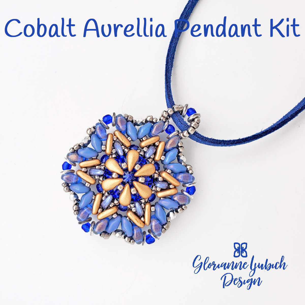 Cobalt Aurellia Beadwork Pendant Kit