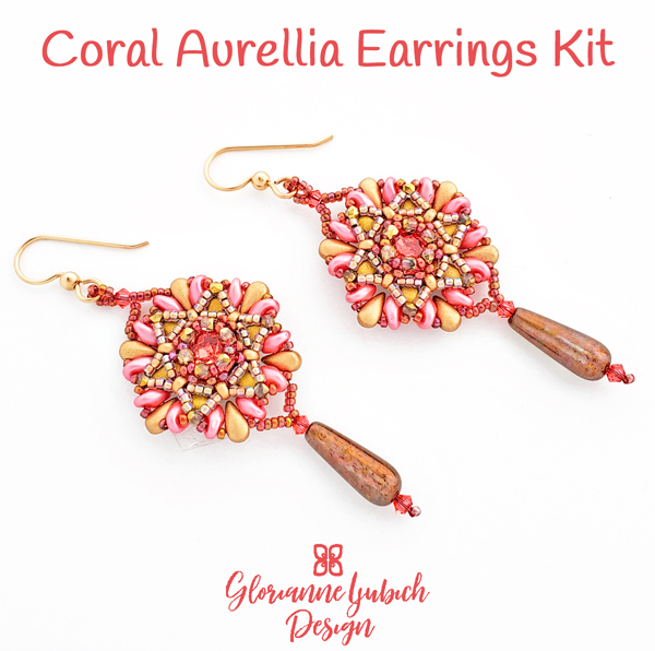 Coral Sunset Drop Bead Earrings Kit