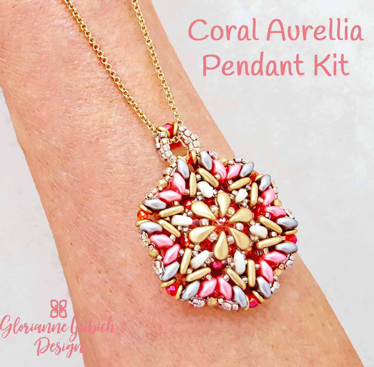 Coral Beaded Aurellia Pendant Kit