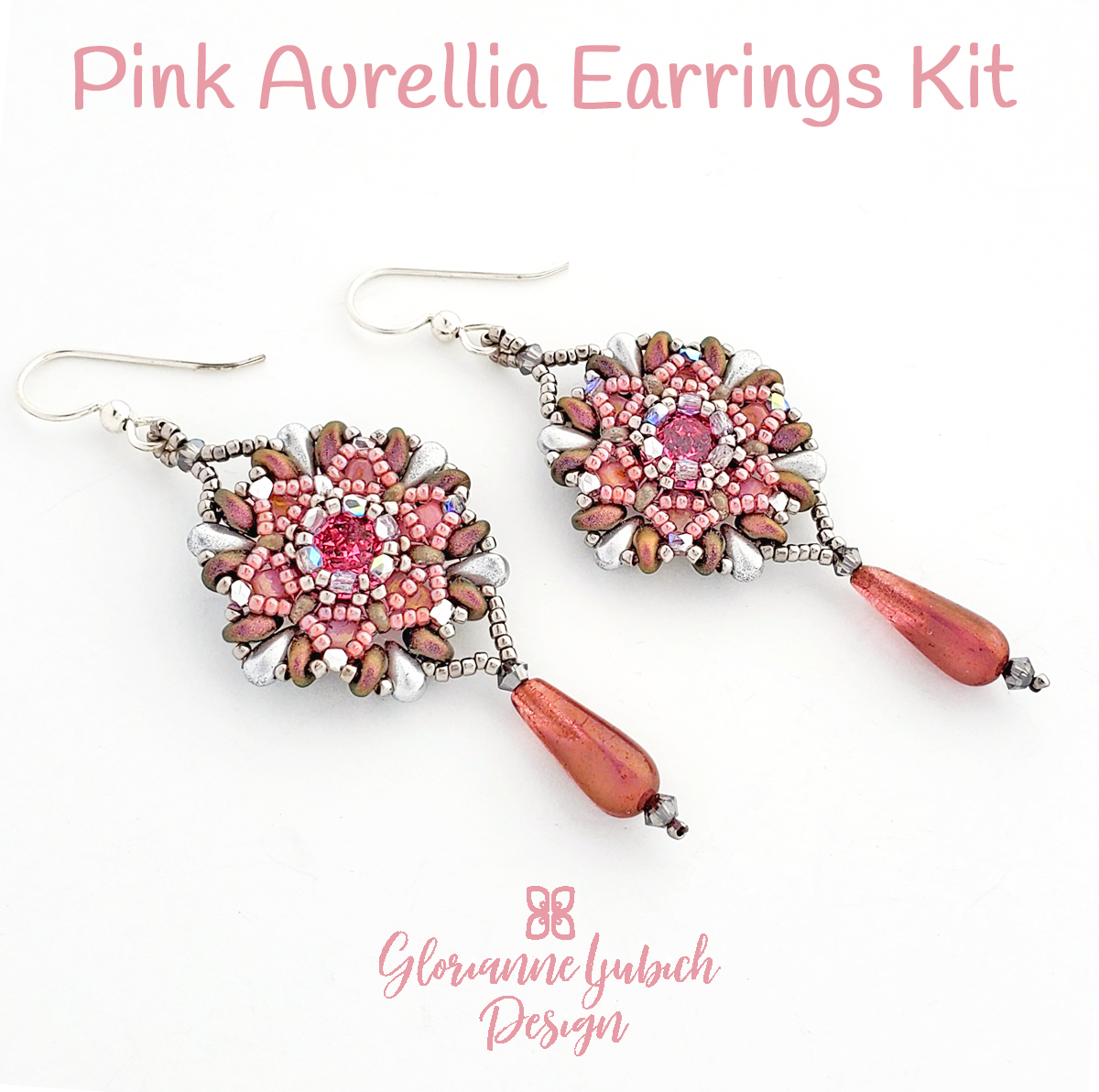 Pink Aurellia Earrings Bead Weaving Kit