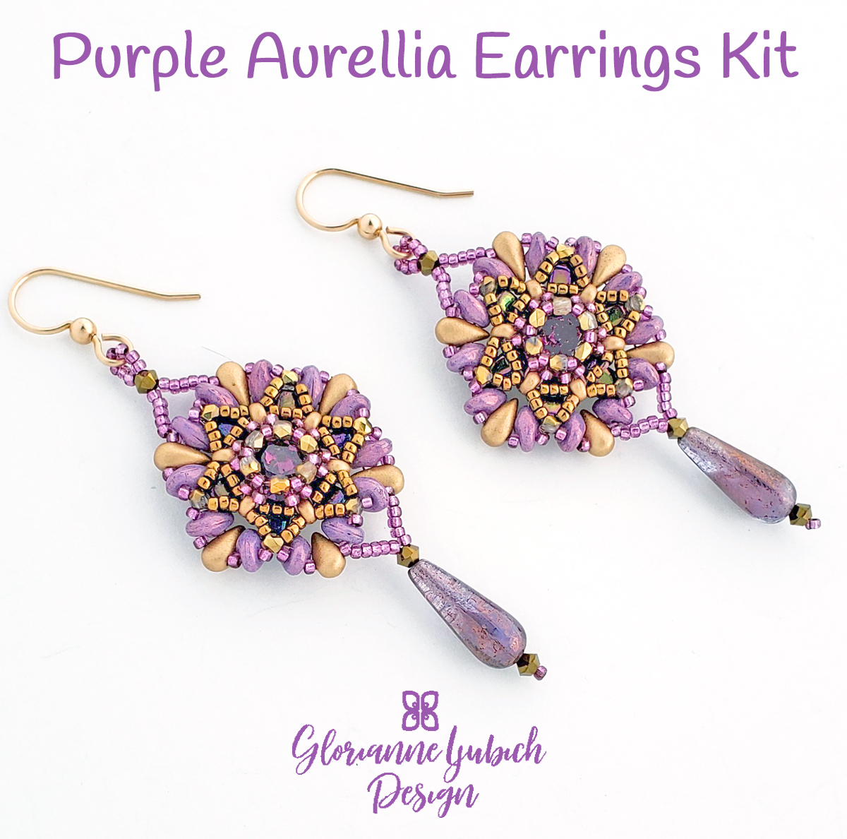 Purple Aurellia Beaded Earrings Kit