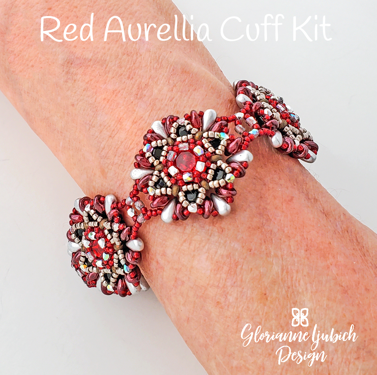 Red Aurellia Cuff Shaped Bead Kit