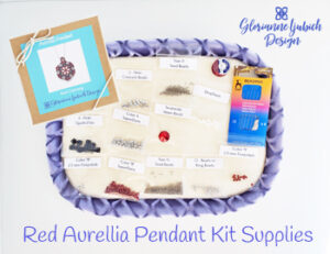 Red Aurellia Beaded Pendant Kit Supplies