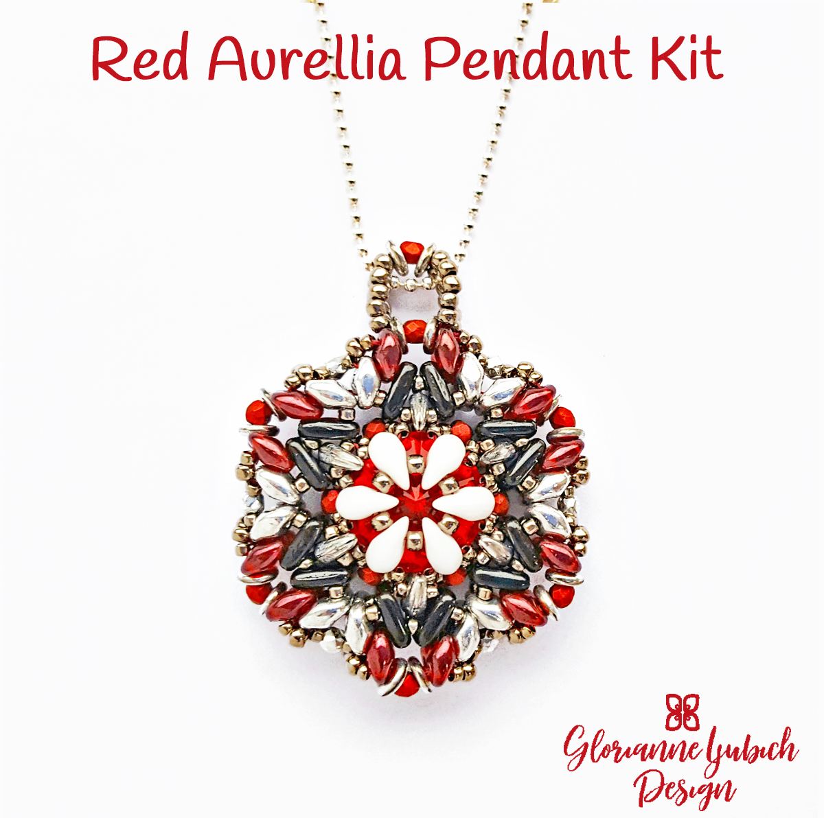 Red Aurellia Pendant Bead Weaving Kit