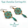 Teal Aurellia Earrings Kit on white600 Teal Beadweaving Earrings Kit