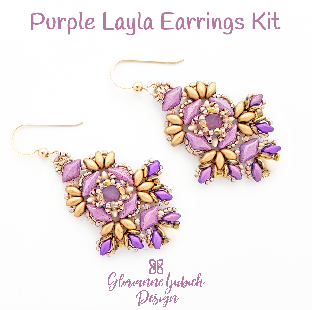 Purple Layla Earrings Beading Kit