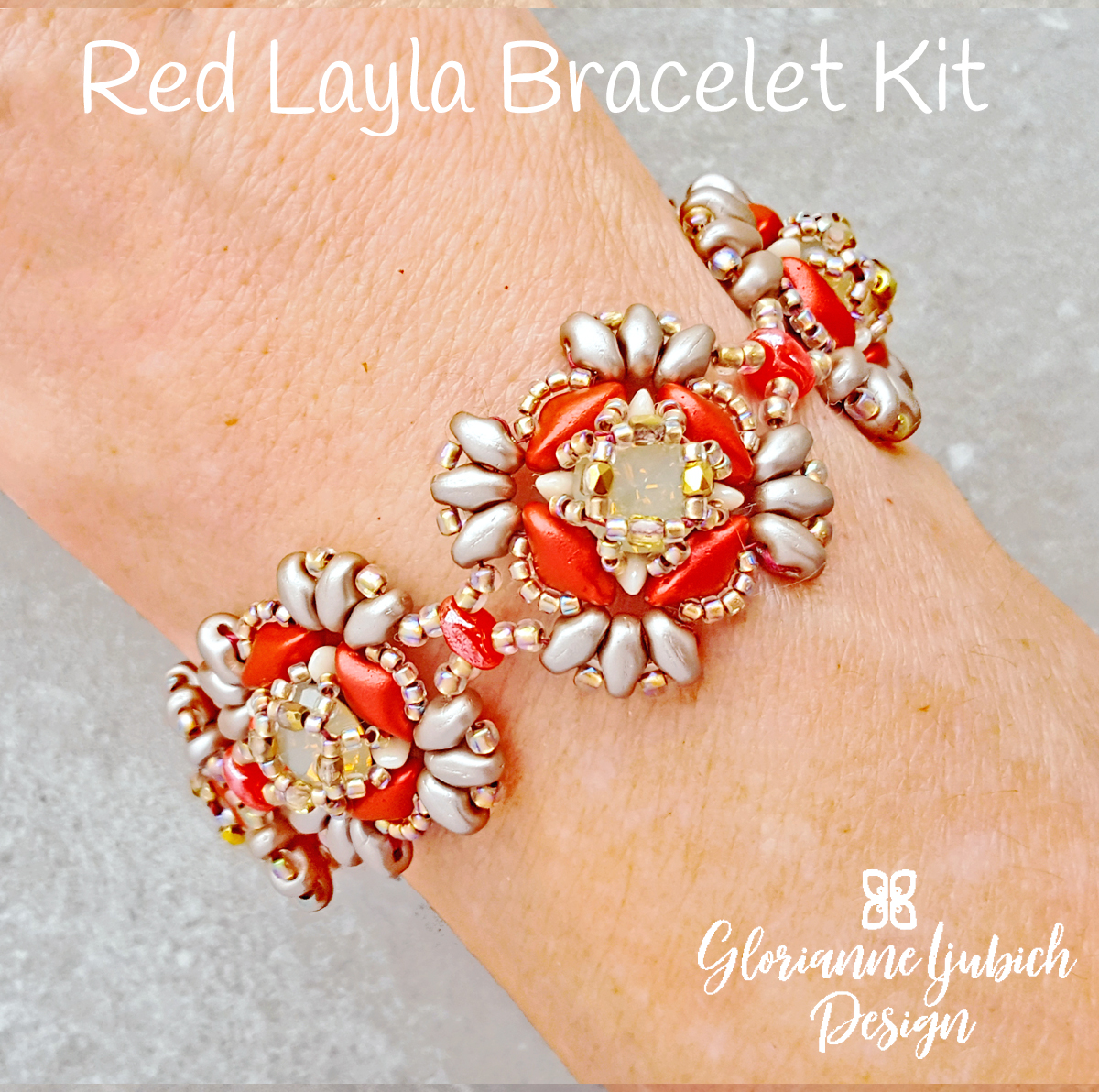Red Layla Cuff Beadwork Kit