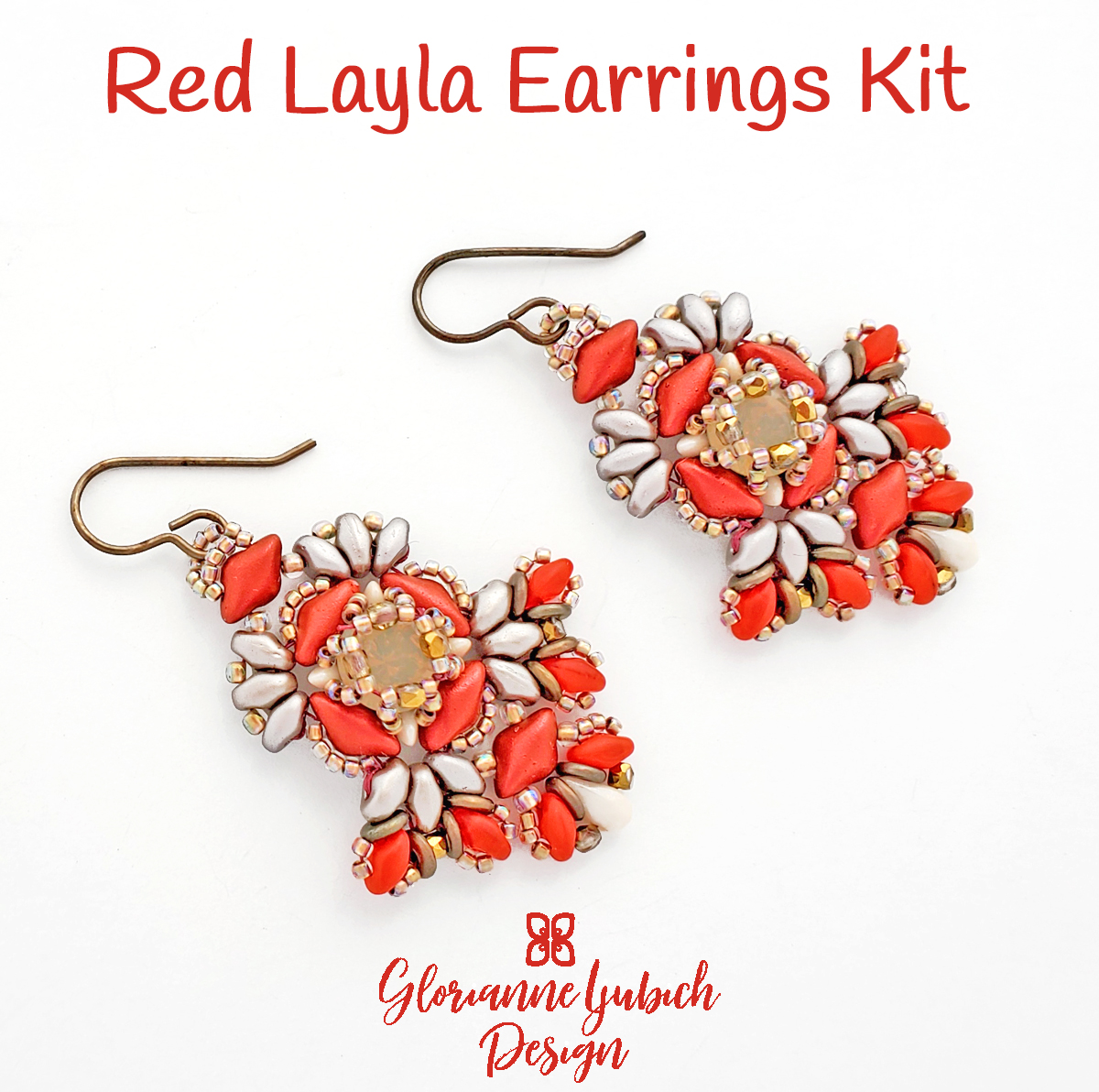 Red Layla Earrings Beading Kit