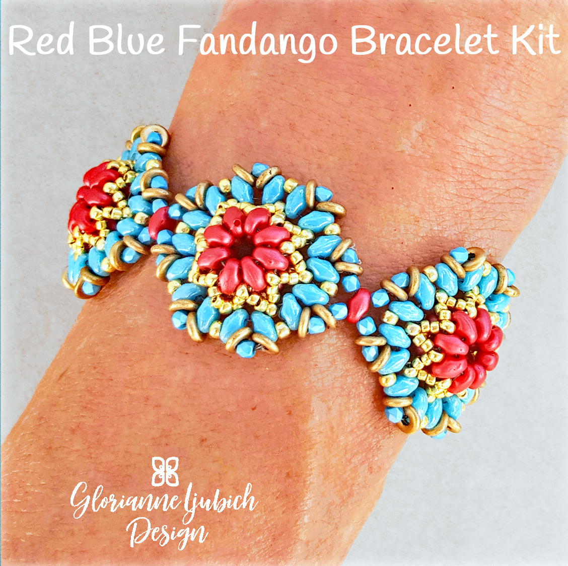 Red Blue Fandango Beaded Cuff Kit