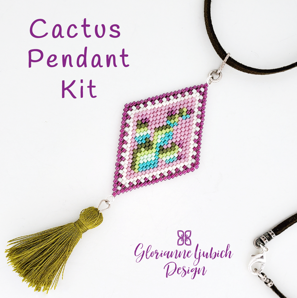 Cactus Brick Stitch Beaded Pendant Kit