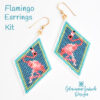 Flamingo Earrings Kit on white tilt600 Flamingo Brick Stitch Earrings Kit