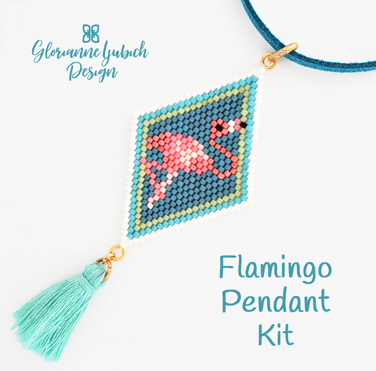 Flamingo Brick Stitch Pendant Kit