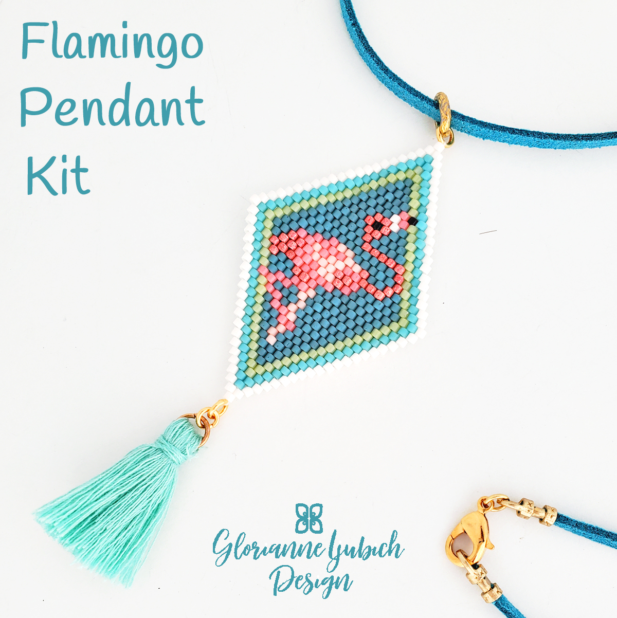 Flamingo Brick Stitch Bead Pendant Kit