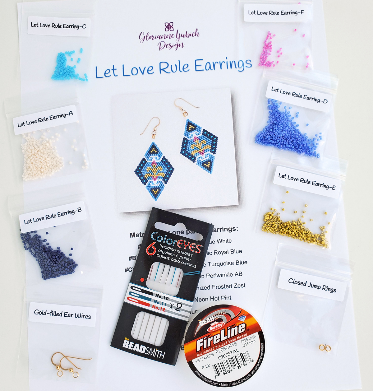 Let Love Rule Earrings Beadwork Kit Supplies