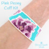 Pink Peony Cuff Kit on wrist600 Pink Floral Peyote Bracelet Kit