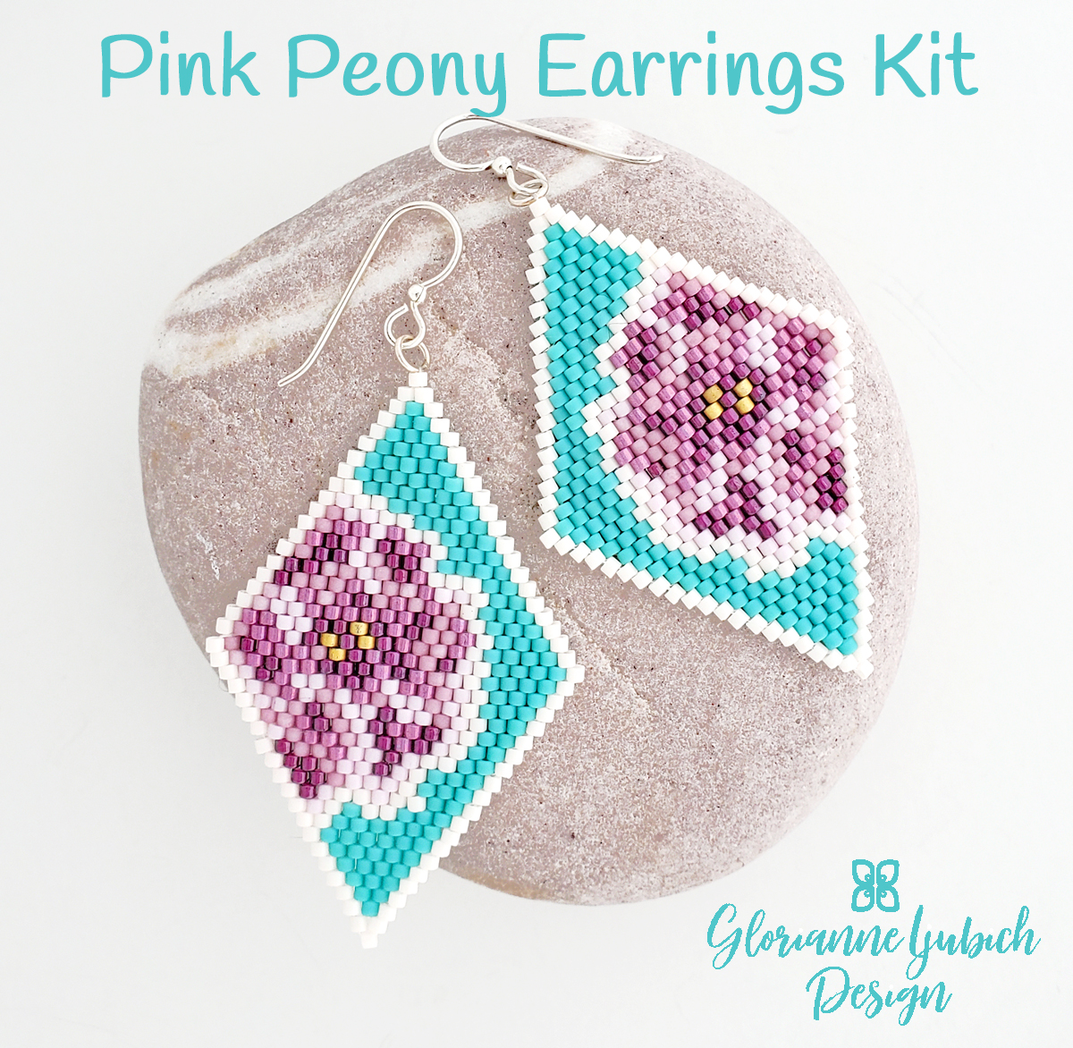 Pink Peony Brick Stitch Earrings Kit