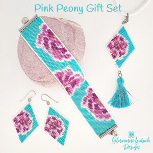 Pink Peony Beaded Jewelry Kit Gift Set