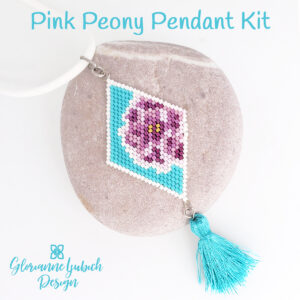 Pink Peony Brick Stitch Pendant Kit
