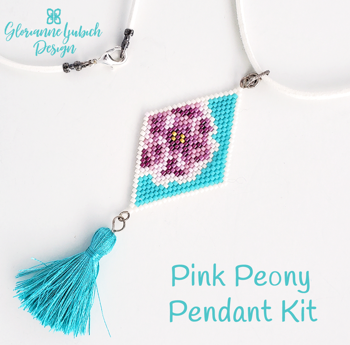 Pink Peony Brick Stitch Pendant Kit
