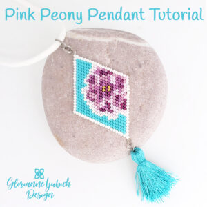 Pink Peony Brick Stitch Pendant Instructions