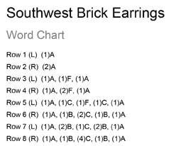 Southwest Earrings Bead Tutorial Word Chart