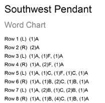 Southwest Pendant Beading Tutorial Word Chart